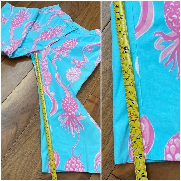 Vintage Lilly Pulitzer Cropped Pants Pink Blue Pineapple print Size 4 - Picture 16 of 16